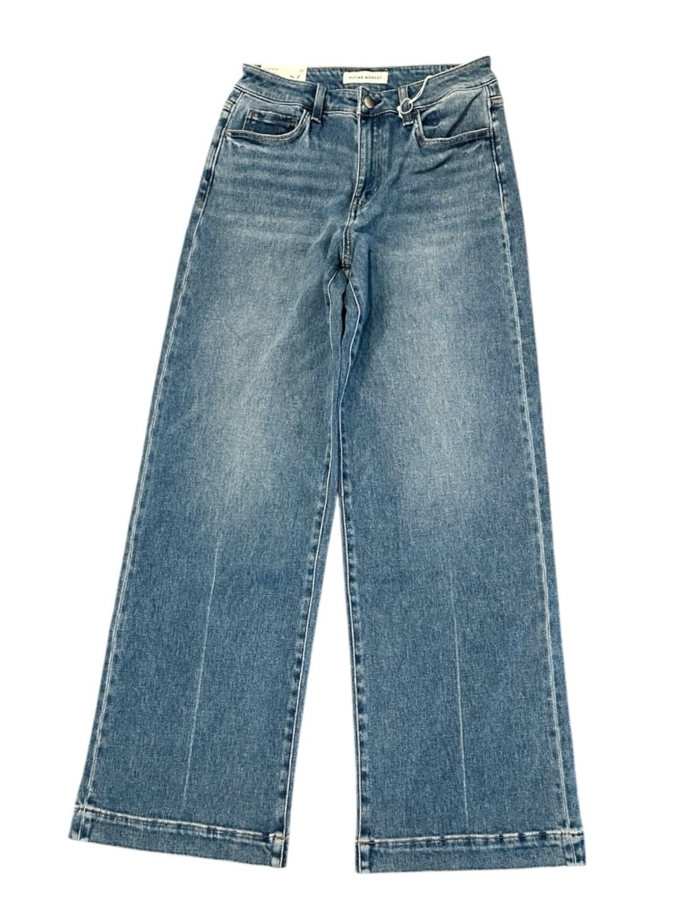 NWT Flying Monkey High Rise Wide Leg Trouser Hem Jeans Size 28